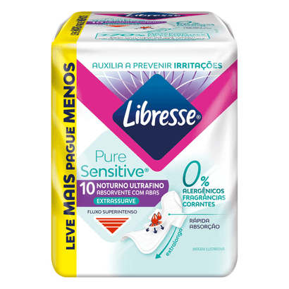Absorvente Noturno Ultrafino Boa Noite Pure Sensitive Libresse® .