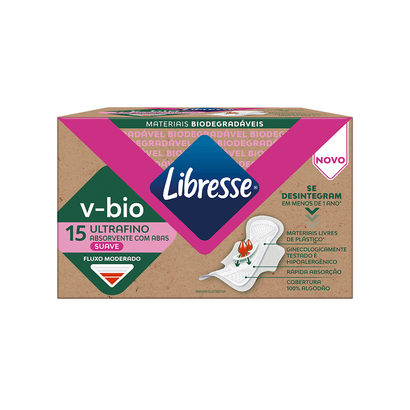 Absorvente com Abas Ultrafino Dia V-Bio Biodegradável  Libresse®